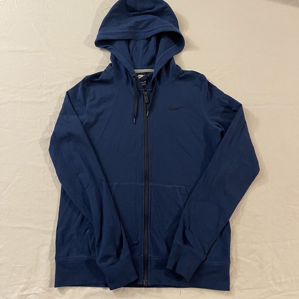 Vintage 90s Women's Nike Zip Up Sweater Hoodie Size Medium Blue‎ Tag Swoosh